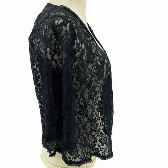 Pout Sexy Black Floral Lace Top Open Front Lingerie Small - Picture 5 of 8